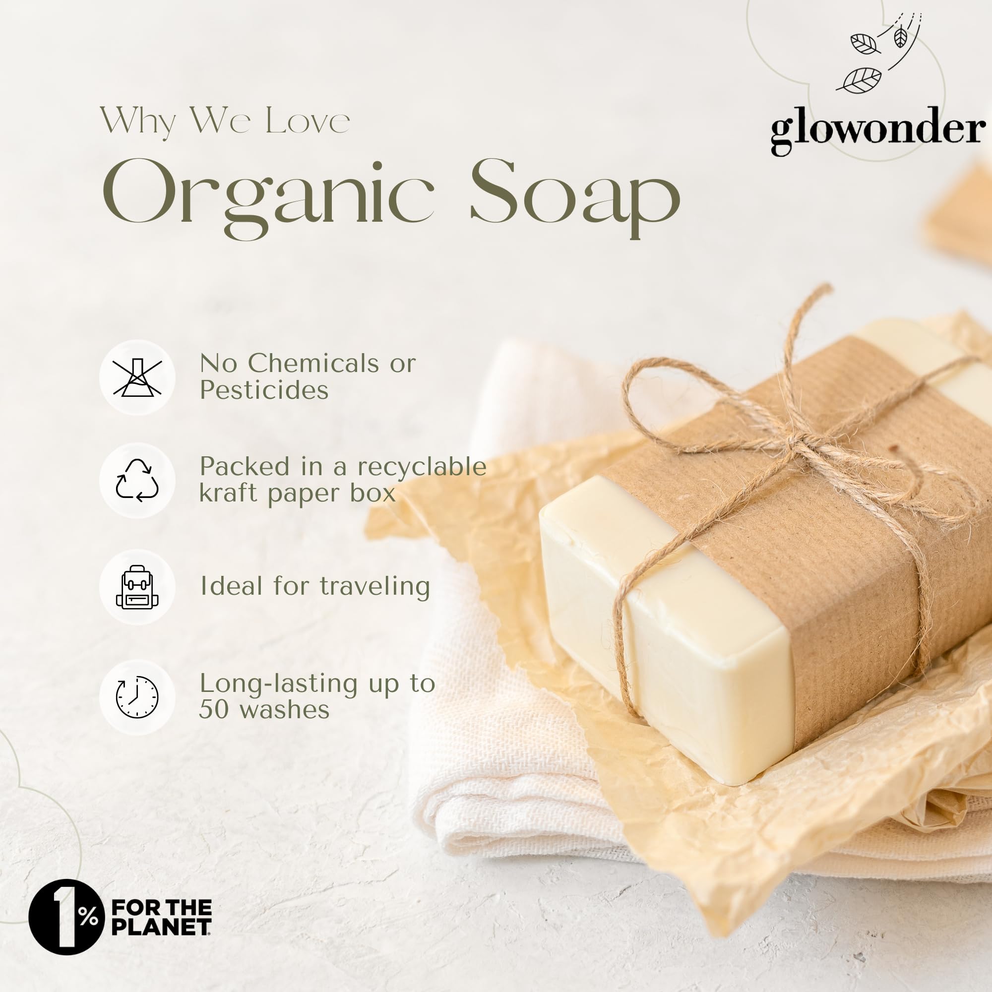 Glowonder 1 Pack Barbershop Handmade Organic Bar Soap for Face and Body - Moisturizing, All-Natural, Cruelty-Free - Botanical Ingredients - Shower, Bath, Hand Soaps, Gifts - 4.5 oz
